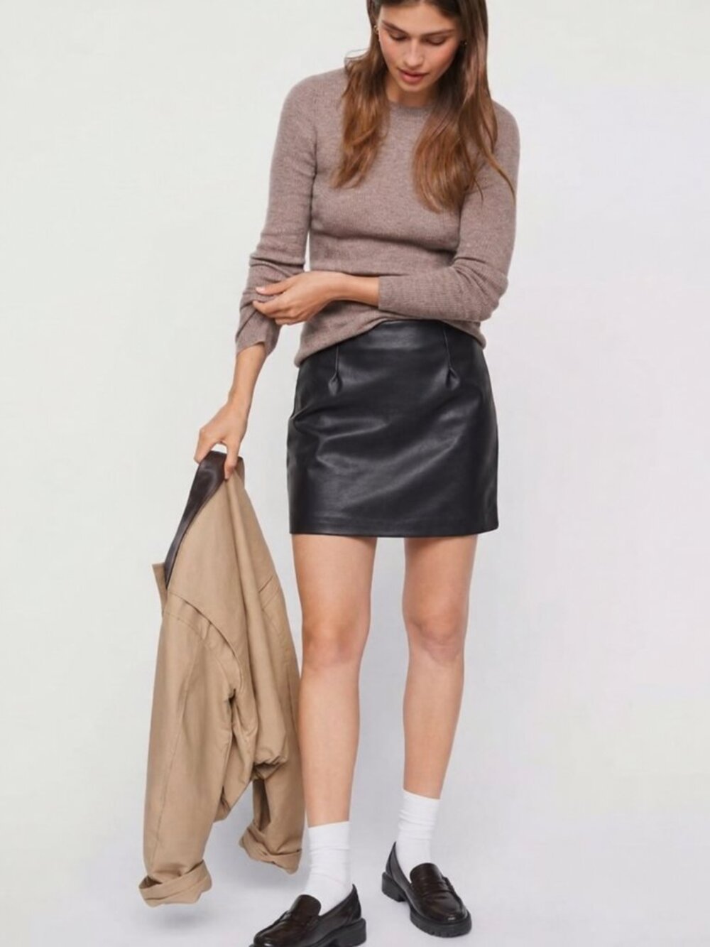 Dynamite Black Faux Vegan Leather Mini Skirt Size M